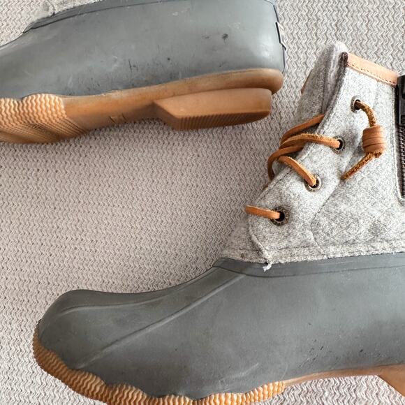 Sperry Grey Wool Quilted Saltwater Duck Boots Size 8.5 Snow Boots Outdoor - Picture 4 of 12